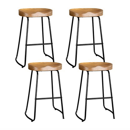 Artiss 4x Bar Stools Tractor Seat 65cm Wooden Furniture > Bar Stools & Chairs > Table & Bar Stools
