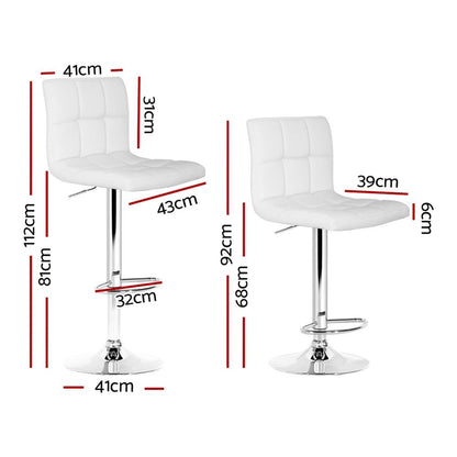 Artiss 4x Bar Stools Leather Gas Lift White - Furniture > Bar Stools & Chairs > Table & Bar Stools