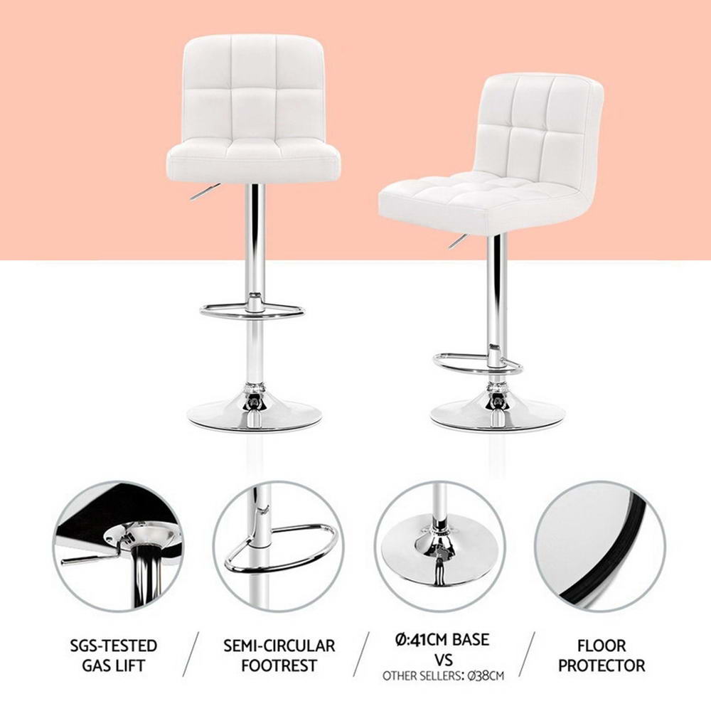 Artiss 4x Bar Stools Leather Gas Lift White - Furniture > Bar Stools & Chairs > Table & Bar Stools