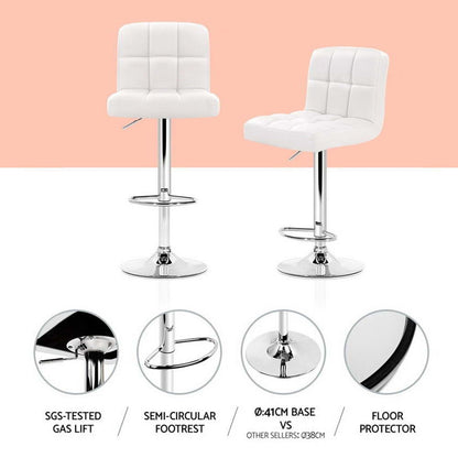Artiss 4x Bar Stools Leather Gas Lift White - Furniture > Bar Stools & Chairs > Table & Bar Stools