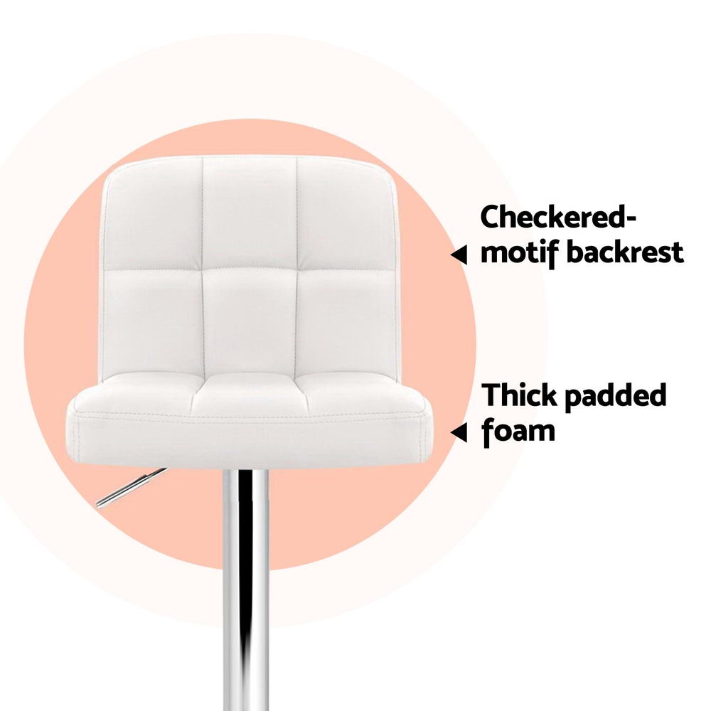 Artiss 4x Bar Stools Leather Gas Lift White - Furniture > Bar Stools & Chairs > Table & Bar Stools