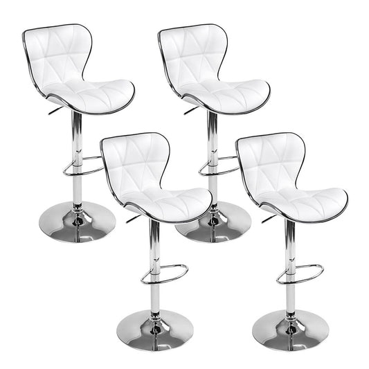 Artiss 4x Bar Stools Gas Lift Leather Seat White - Furniture > Bar Stools & Chairs > Table & Bar Stools