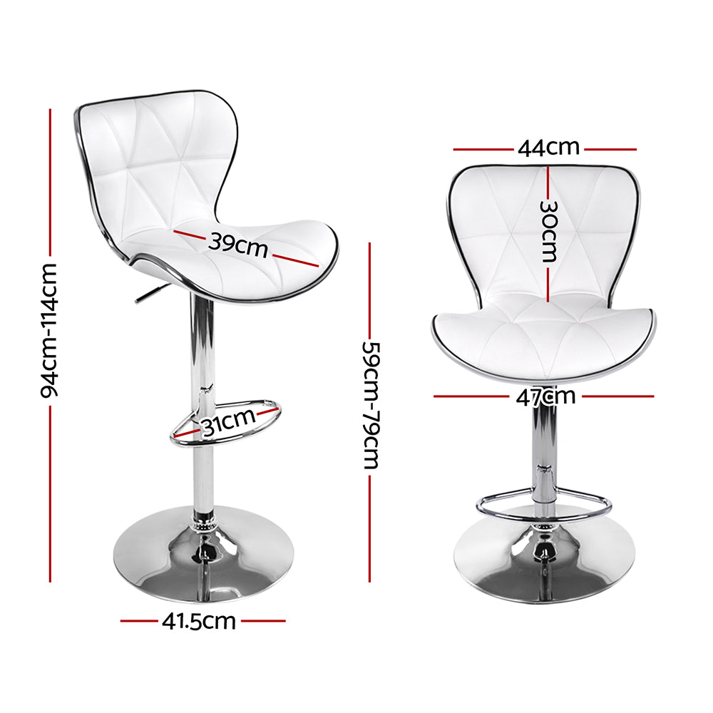 Artiss 4x Bar Stools Gas Lift Leather Seat White - Furniture > Bar Stools & Chairs > Table & Bar Stools