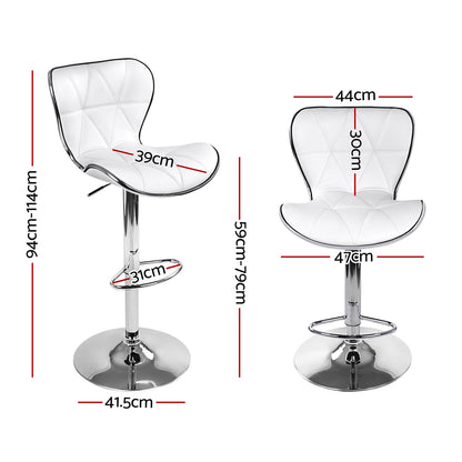 Artiss 4x Bar Stools Gas Lift Leather Seat White - Furniture > Bar Stools & Chairs > Table & Bar Stools