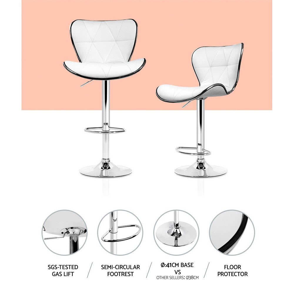 Artiss 4x Bar Stools Gas Lift Leather Seat White - Furniture > Bar Stools & Chairs > Table & Bar Stools