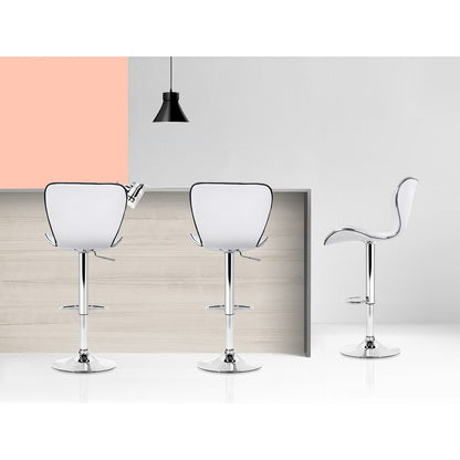 Artiss 4x Bar Stools Gas Lift Leather Seat White - Furniture > Bar Stools & Chairs > Table & Bar Stools