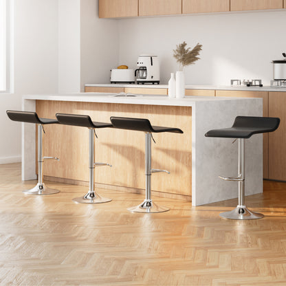 Artiss 4x Bar Stools Adjustable Gas Lift Chairs Black - Furniture > Bar Stools & Chairs > Table & Bar Stools
