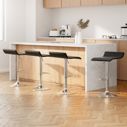 Artiss 4x Bar Stools Adjustable Gas Lift Chairs Black - Furniture > Bar Stools & Chairs > Table & Bar Stools
