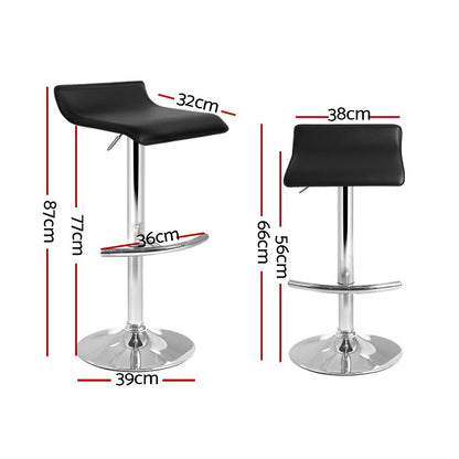 Artiss 4x Bar Stools Adjustable Gas Lift Chairs Black - Furniture > Bar Stools & Chairs > Table & Bar Stools