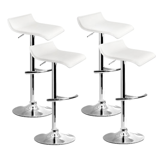 Artiss 4x Bar Stools Adjustable Gas Lift Chairs White - Furniture > Bar Stools & Chairs > Table & Bar Stools