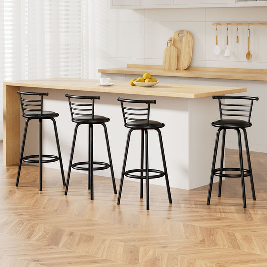 Artiss 4x Bar Stools Swivel Leather Padded Metal - Furniture > Bar Stools & Chairs > Table & Bar Stools