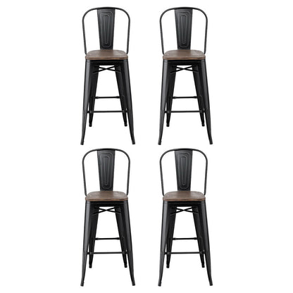 4x Artiss Metal Bar Stools Wooden Seat Retro Counter Stool Furniture > Bar Stools & Chairs > Table & Bar Stools