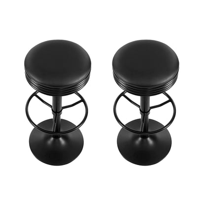 Artiss 2x Bar Stools Leather Padded Gas Lift Black - Furniture > Bar Stools & Chairs > Table & Bar Stools