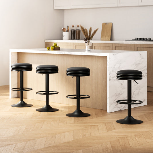 Artiss 4x Bar Stools Leather Padded Gas Lift Black - Furniture > Bar Stools & Chairs > Massage Chairs