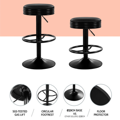 Artiss 4x Bar Stools Leather Padded Gas Lift Black - Furniture > Bar Stools & Chairs > Massage Chairs