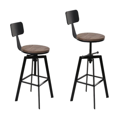 Artiss 4x Bar Stools Kitchen Dining Chairs Adjustable Wood Stool w/Backrest - Furniture > Bar Stools & Chairs > Table &