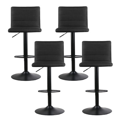 Artiss 4x Bar Stools Gas Lift Linen Fabric Black - Furniture > Bar Stools & Chairs > Table & Bar Stools