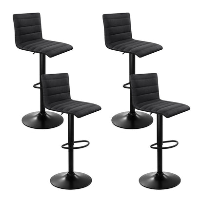 Artiss 4x Bar Stools Gas Lift Linen Fabric Black - Furniture > Bar Stools & Chairs > Table & Bar Stools