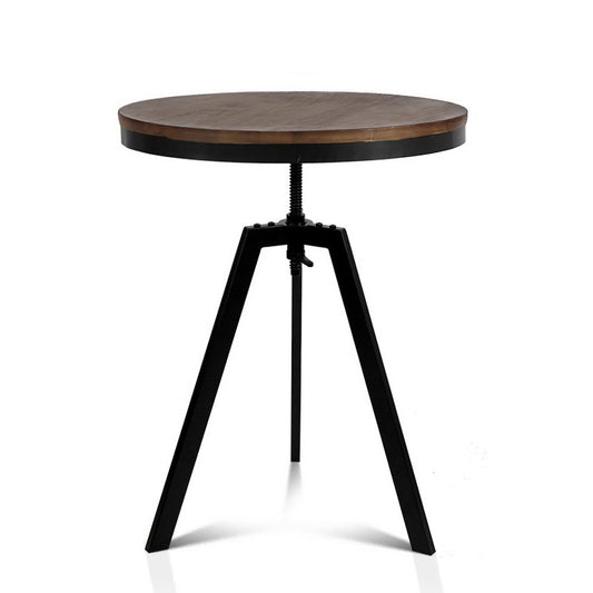 Artiss Bar Table 67-86CM Height Round Brown - Furniture > Dining > Dining Tables