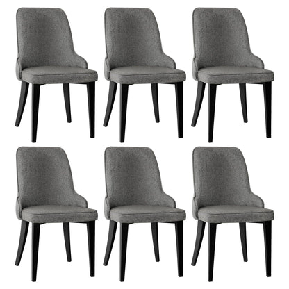 Dining Chairs Set of 6 Linen Fabric Grey