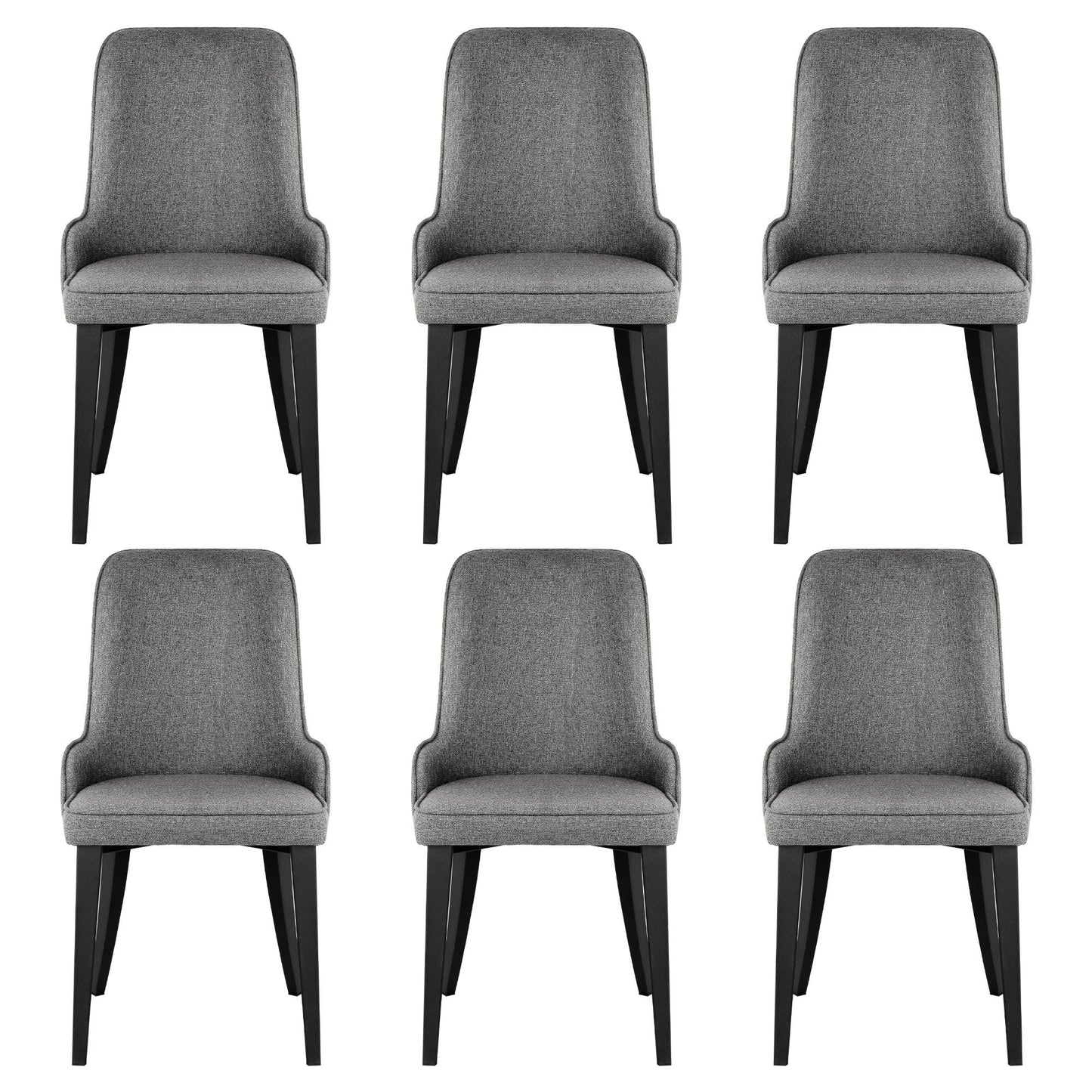 Dining Chairs Set of 6 Linen Fabric Grey