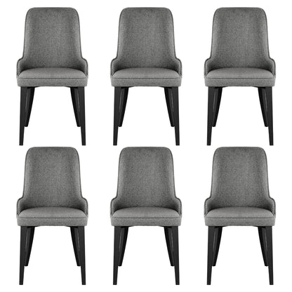 Dining Chairs Set of 6 Linen Fabric Grey