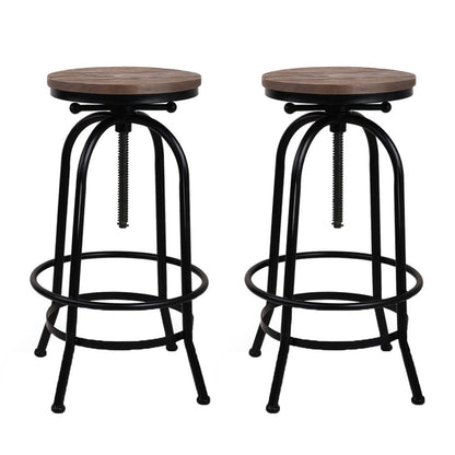 Artiss 2x Bar Stools Adjustable Wood Chairs - Furniture > Bar Stools & Chairs > Table & Bar Stools