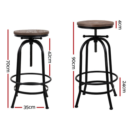 Artiss 2x Bar Stools Adjustable Wood Chairs - Furniture > Bar Stools & Chairs > Table & Bar Stools