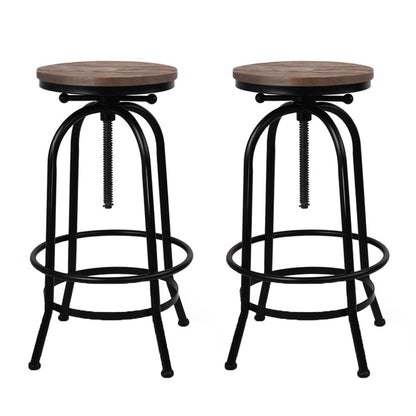 Artiss 2x Bar Stools Adjustable Wood Chairs - Furniture > Bar Stools & Chairs > Table & Bar Stools