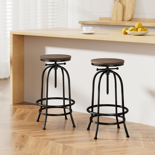 Artiss 2x Bar Stools Adjustable Wood Chairs - Furniture > Bar Stools & Chairs > Table & Bar Stools