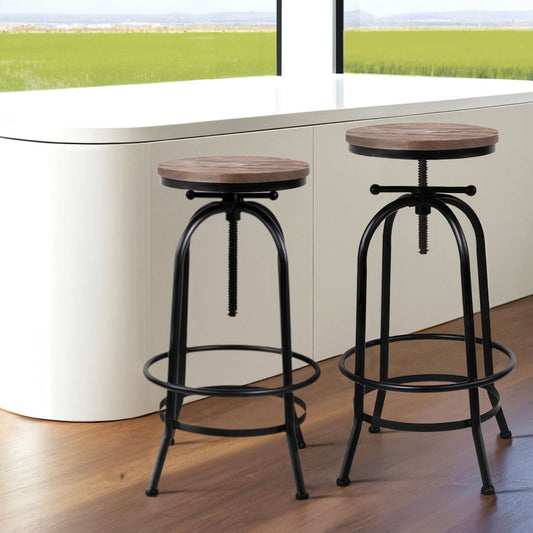 Artiss 4x Bar Stools Kitchen Dining Chairs Adjustable Wooden Vintage Stool - Furniture > Bar Stools & Chairs > Table &