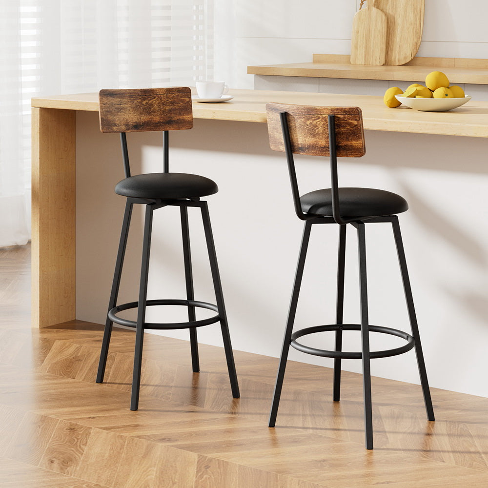 Artiss 2X Industrial Bar Stools Upholstered Counter Chairs Steel Frame Anti Scratch Furniture > Bar Stools & Chairs >