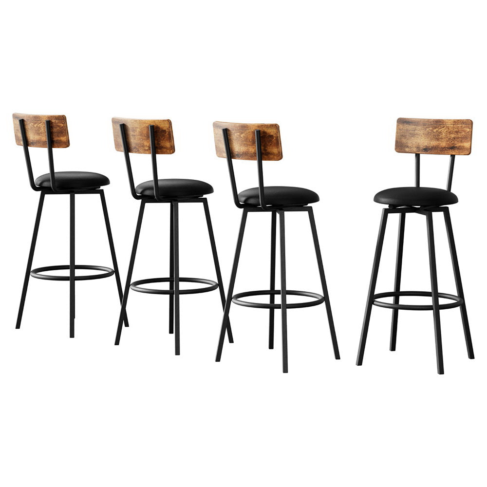 Artiss 4X Industrial Bar Stools Upholstered Counter Chairs Steel Frame Anti Scratch Furniture > Bar Stools & Chairs >