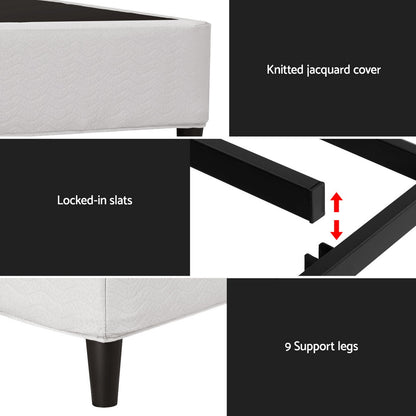 Artiss Bed Frame Queen Size Metal Grey MASON - Furniture > Bedroom > Beds & Bed Frames