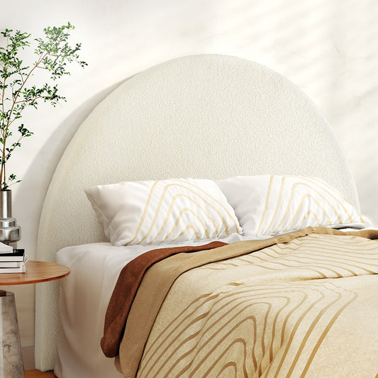 Artiss Bed Head Headboard Bed Frame Double Boucle - GREI White - Furniture > Bedroom > Beds & Bed Frames
