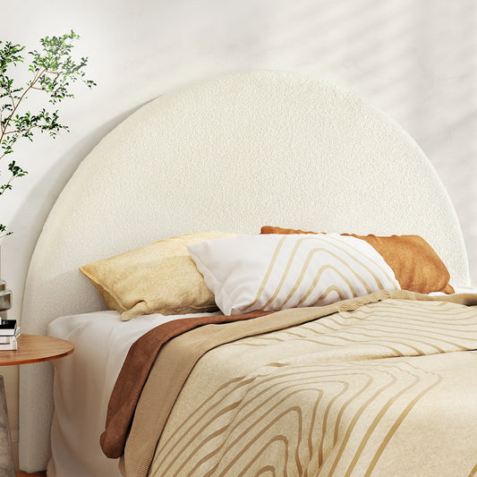 Artiss Bed Head Headboard Bed Frame Queen Boucle GREI White Furniture > Bedroom > Beds & Bed Frames