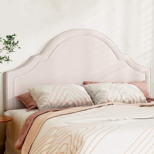 Artiss Bed Frame Bed Head Headboard King Velvet IRIS Beige - Furniture > Bedroom > Headboards