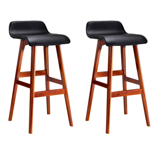 Artiss 2x Bar Stools Wooden Stool Black - Furniture > Bar Stools & Chairs