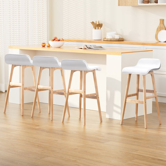 Artiss 4x Bar Stools Wooden Stool White Furniture > Bar Stools & Chairs > Table & Bar Stools