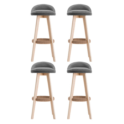 Artiss 4x Bar Stools Padded Linen Wooden Grey Furniture > Bar Stools & Chairs > Table & Bar Stools