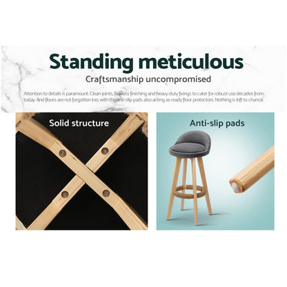 Artiss 4x Bar Stools Padded Linen Wooden Grey Furniture > Bar Stools & Chairs > Table & Bar Stools
