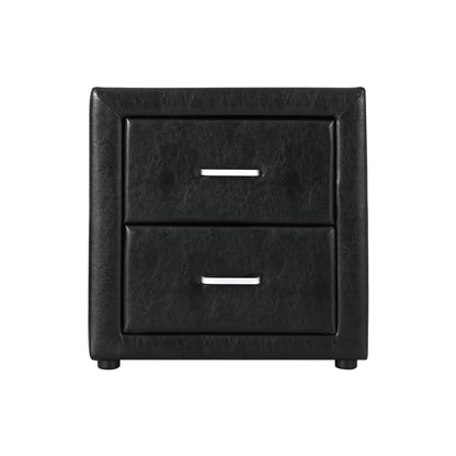 Artiss Bedside Table 2 Drawers Side Table Leather - CADEN Black - Furniture > Bedroom > Bedside Tables