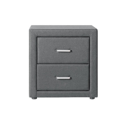 Artiss Bedside Table 2 Drawers Fabric - CADEN Grey - Furniture > Bedroom > Bedside Tables