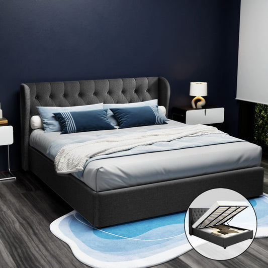 Artiss Bed Frame King Size Gas Lift Charcoal ISSA - Furniture > Bedroom > Beds & Bed Frames