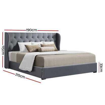 Artiss Bed Frame King Size Gas Lift Grey ISSA Furniture > Bedroom > Beds & Bed Frames