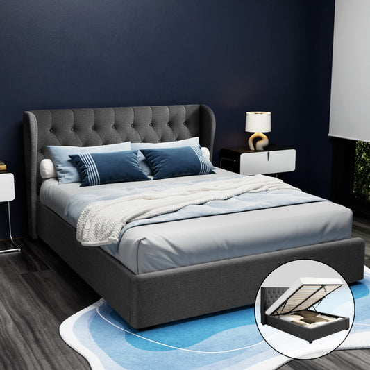 Artiss Bed Frame Queen Size Gas Lift Charcoal ISSA - Furniture > Bedroom > Beds & Bed Frames