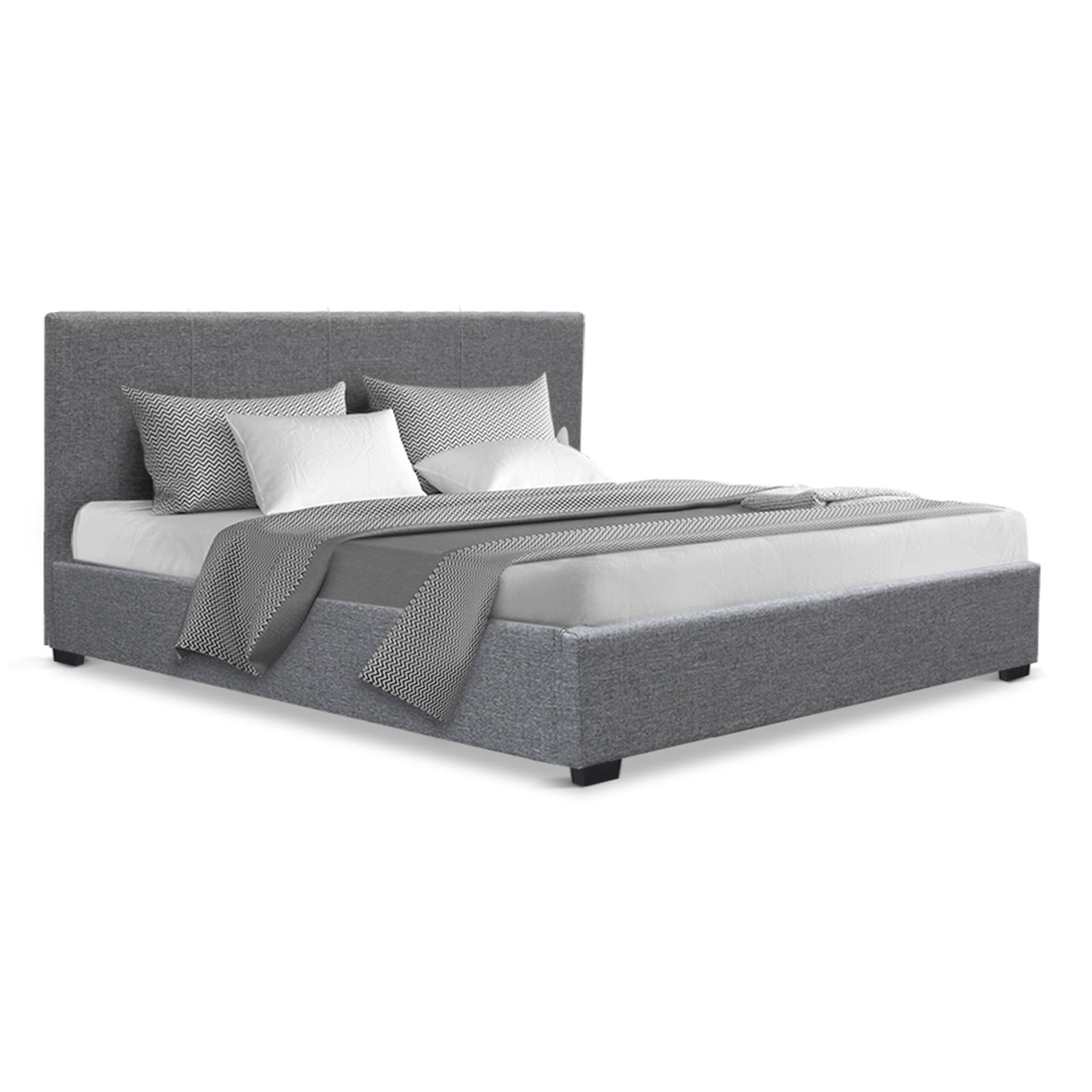 Artiss Bed Frame Queen Size Gas Lift Grey NINO - Furniture > Bedroom > Beds & Bed Frames