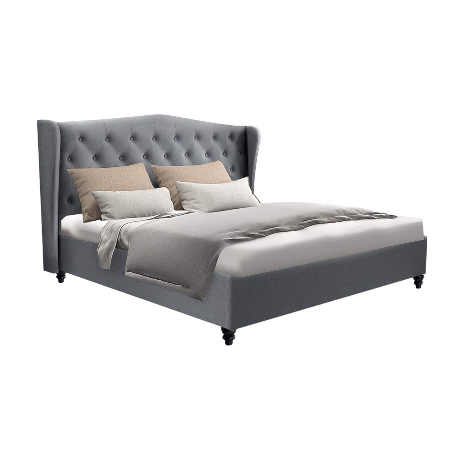 Artiss Bed Frame Double Size Grey PIER - Furniture > Bedroom > Beds & Bed Frames