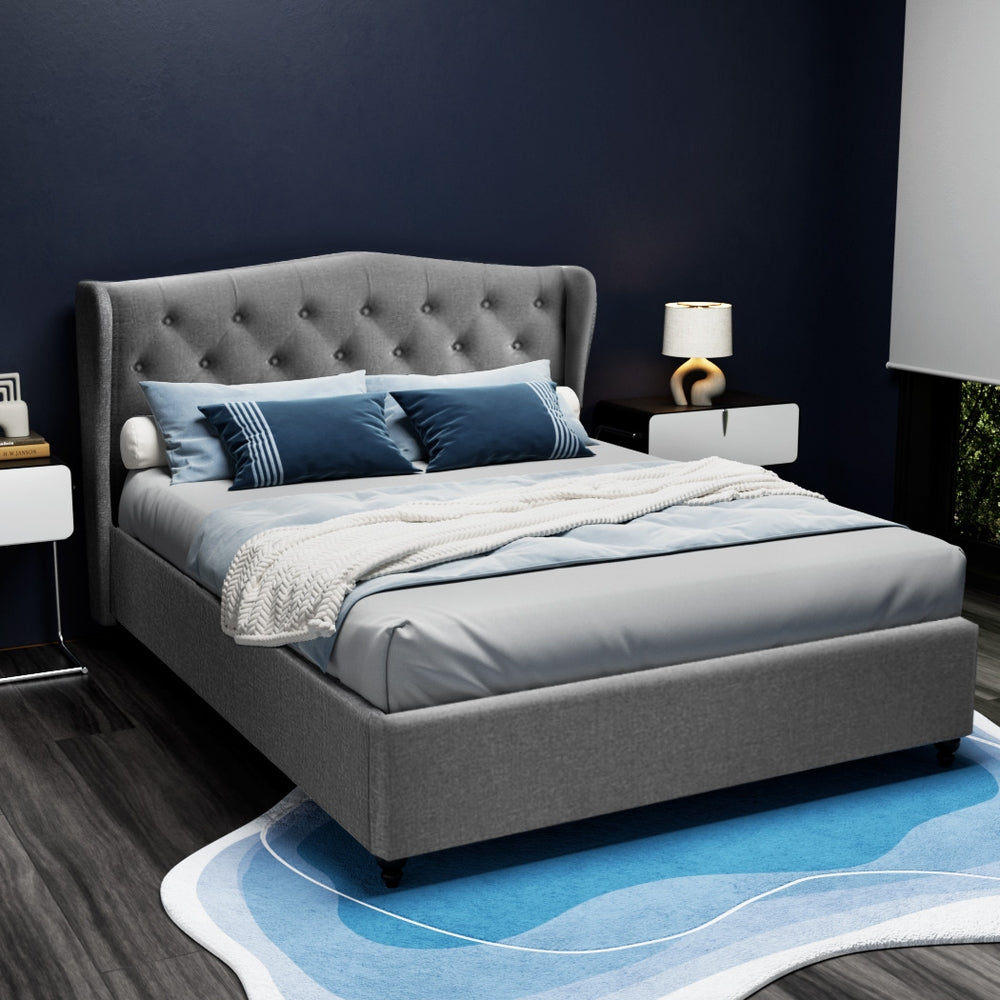 Artiss Bed Frame Double Size Grey PIER - Furniture > Bedroom > Beds & Bed Frames