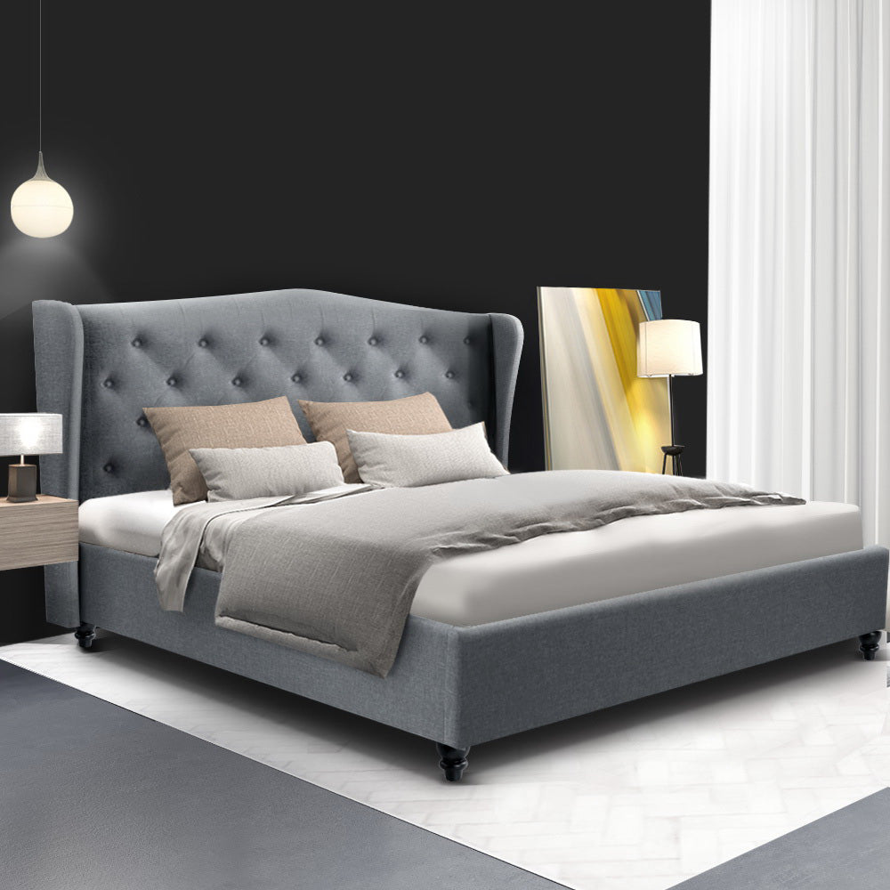 Artiss Bed Frame Double Size Grey PIER - Furniture > Bedroom > Beds & Bed Frames